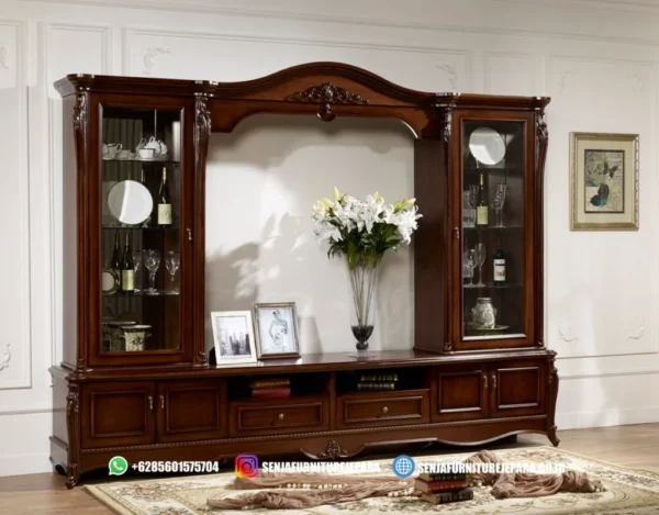 Almari Hias TV Ruang Keluarga Jati Antique