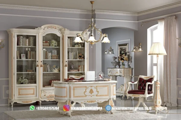 Desain Meja Direktur Kantor White Gold