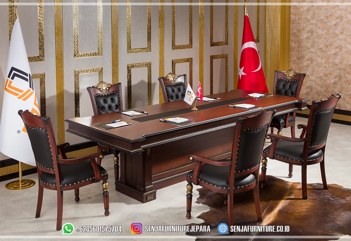 Interior Meja Meeting Kantor Ruang Rapat Luxury Classic Meja Meeting Kantor, Meja Rapat Kantor, Meja Rapat Pimpinan, Meja Rapat Kayu Jati, Meja Meeting Klasik, Meja Rapat Klasik, Meja Rapat Mewah, Meja Meeting Kayu Jati, Meja Rapat Bundar, Meja Rapat Minimalis, Meja Rapat HPL, Meja Rapat Ukir Jepara, Meja Rapat Oval, Interior Ruang Rapat
