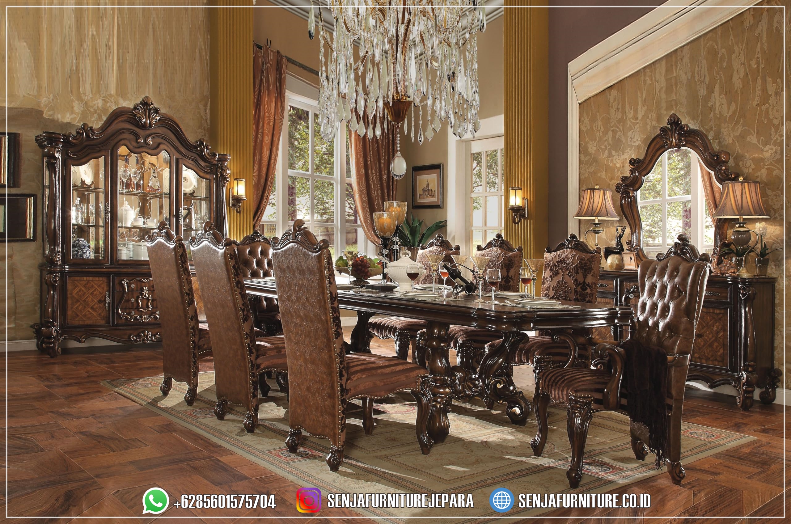 Set Kursi Meja Makan Klasik Jati Finishing Mewah Premium Meja Makan Klasik, Meja Makan Mewah, Meja Makan Kayu Jati, Meja Makan Minimalis, Ruang Makan Mewah, Meja Makan Mewah 4 Kursi, Meja Makan Mewah 6 Kursi, Meja Makan Mewah 8 Kursi, Meja Makan Mewah 10 Kursi, Meja Makan Mewah 12 Kursi, Meja Makan Klasik Eropa, Kursi Makan Mewah, Meja Makan Jepara