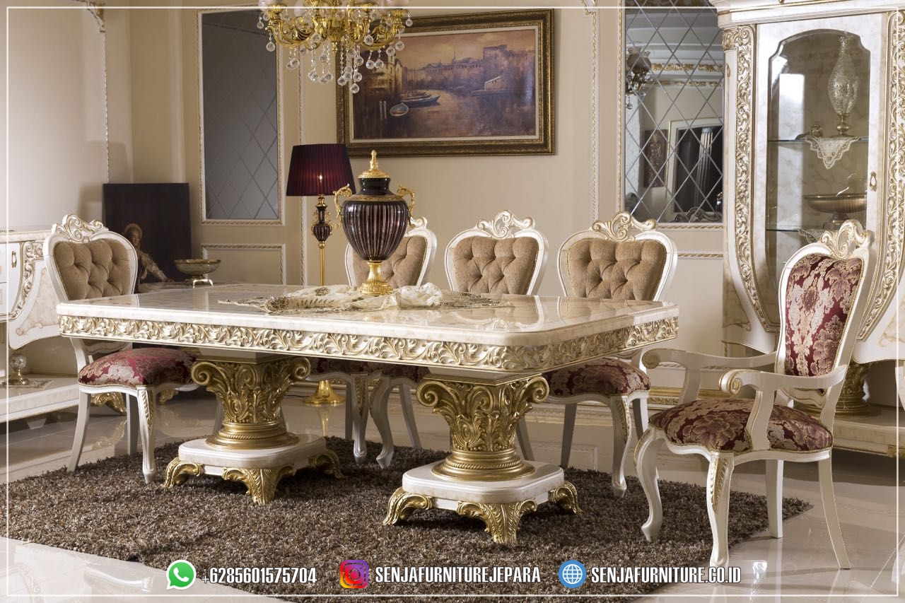 Premium Meja Makan Klasik Looks Mewah Putih Gold Meja Makan Klasik, Meja Makan Mewah, Kursi Makan Mewah, Meja Makan Klasik Eropa, Meja Makan Jepara, Meja Makan Kayu Jati, Meja Makan Mewah 10 Kursi, Meja Makan Mewah 12 Kursi, Meja Makan Mewah 4 Kursi, Meja Makan Mewah 6 Kursi, Meja Makan Mewah 8 Kursi, Meja Makan Minimalis, Ruang Makan Mewah