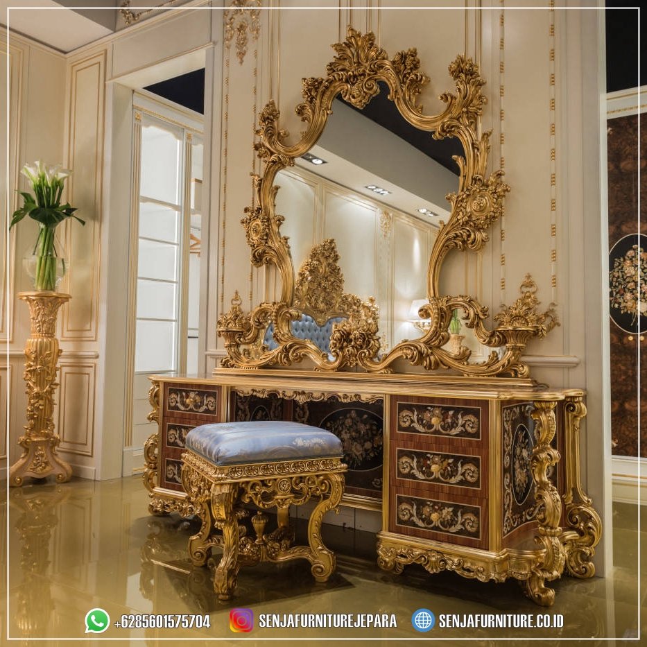 Furniture Jepara Meja Rias Mewah Finishing Emas Elegan Meja Rias Mewah, Meja Rias Klasik, Meja Rias Elegan, Meja Rias Kayu Jati, Meja Rias Minimalis, Meja Rias Ukir Jepara, Meja Rias Modern, Meja Rias Kamar Tidur, Meja Rias Terbaru, Meja Rias Cermin