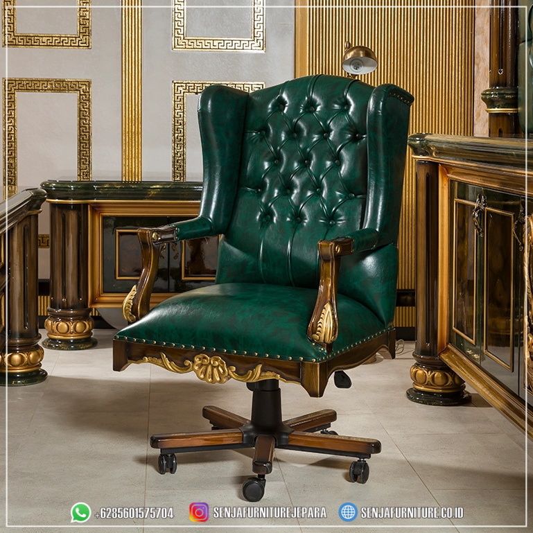 Authentic Kursi Kerja Kulit Pejabat Desain Klasik Eropa kursi kerja kulit, kursi kantor kulit, kursi kerja direktur, kursi kerja presiden, kursi kerja kulit premium, kursi kantor mewah, kursi kulit asli, kursi kerja PU leather, kursi kerja hidrolik