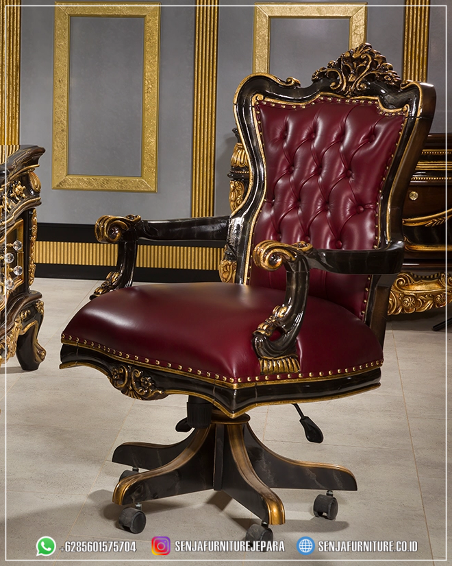 Kursi Kerja Kulit Sapi Asli Merah Maroon Finishing Antik kursi kerja kulit, kursi kantor kulit, kursi kerja direktur, kursi kerja presiden, kursi kerja kulit premium, kursi kantor mewah, kursi kulit asli, kursi kerja PU leather, kursi kerja hidrolik