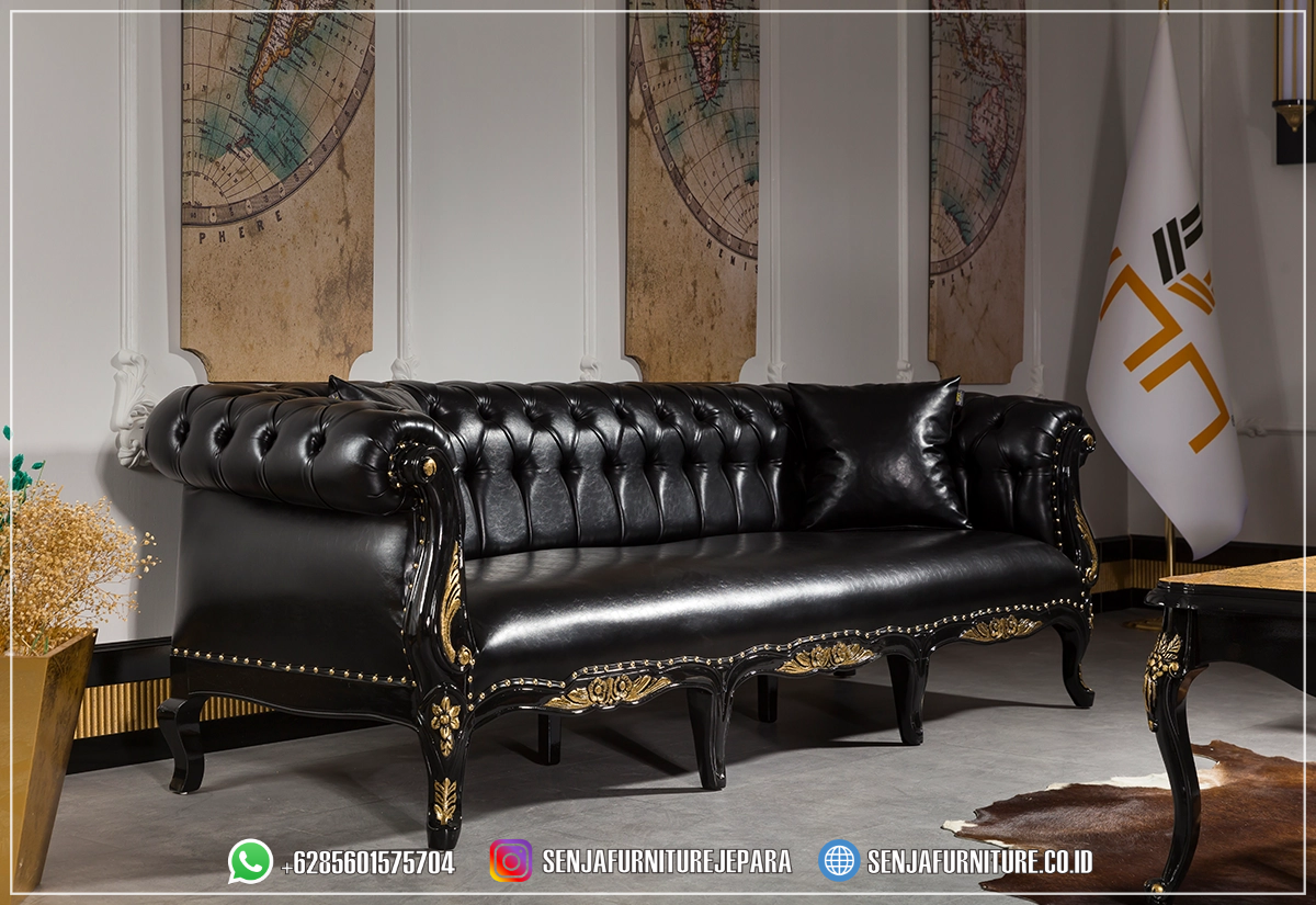 3 Seat Harga Sofa Kulit Asli Mewah Klasik Eropa
