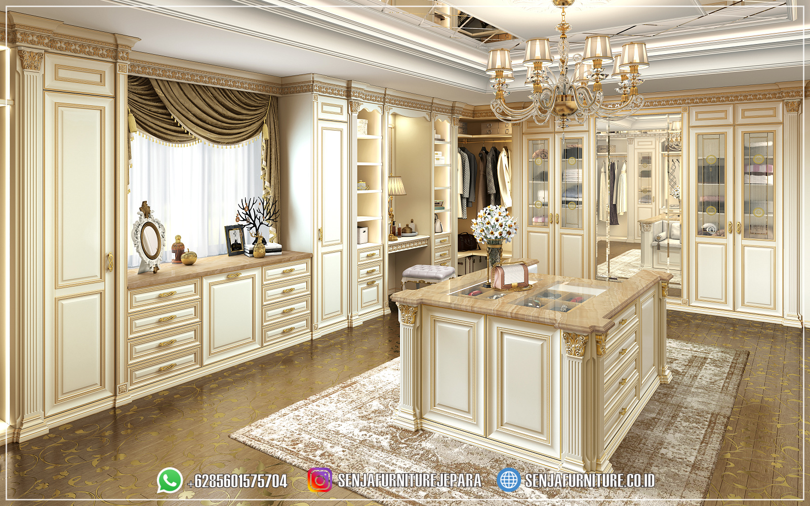 Walk In Closet Ideas Design Nuansa Mewah Klasik Eropa Walk In Closet, Walk In Closet Mewah, Walk In Closet Klasik, Walk In Closet Minimalis, Walk In Closet Design, Lemari Walk In Closet, Walk In Closet Kaca, Wardrobe Classic