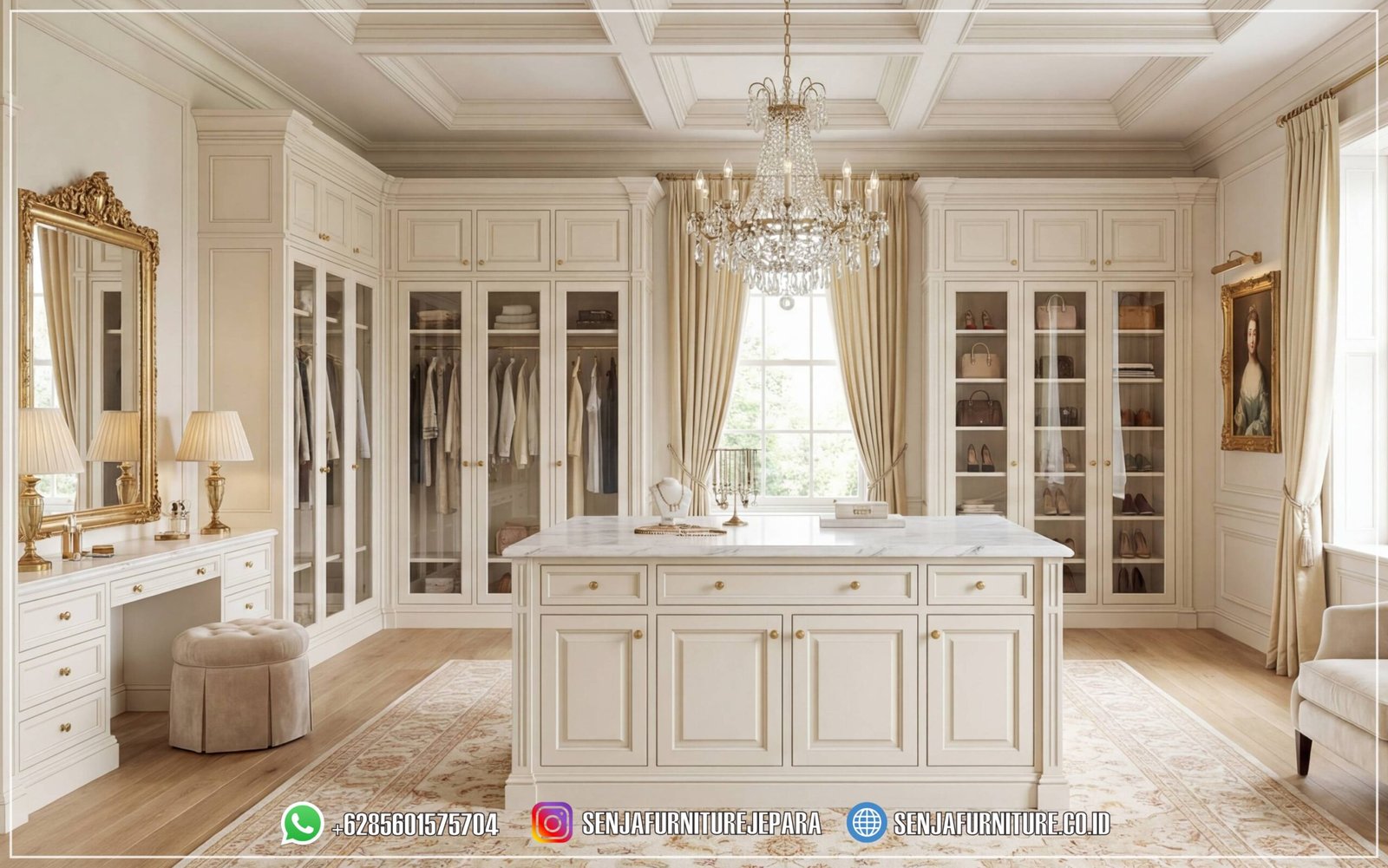 Wardrobe Walk In Closet Minimalis Warna Putih Elegan Walk In Closet, Walk In Closet Mewah, Walk In Closet Klasik, Walk In Closet Minimalis, Walk In Closet Design, Lemari Walk In Closet, Walk In Closet Kaca, Wardrobe Classic
